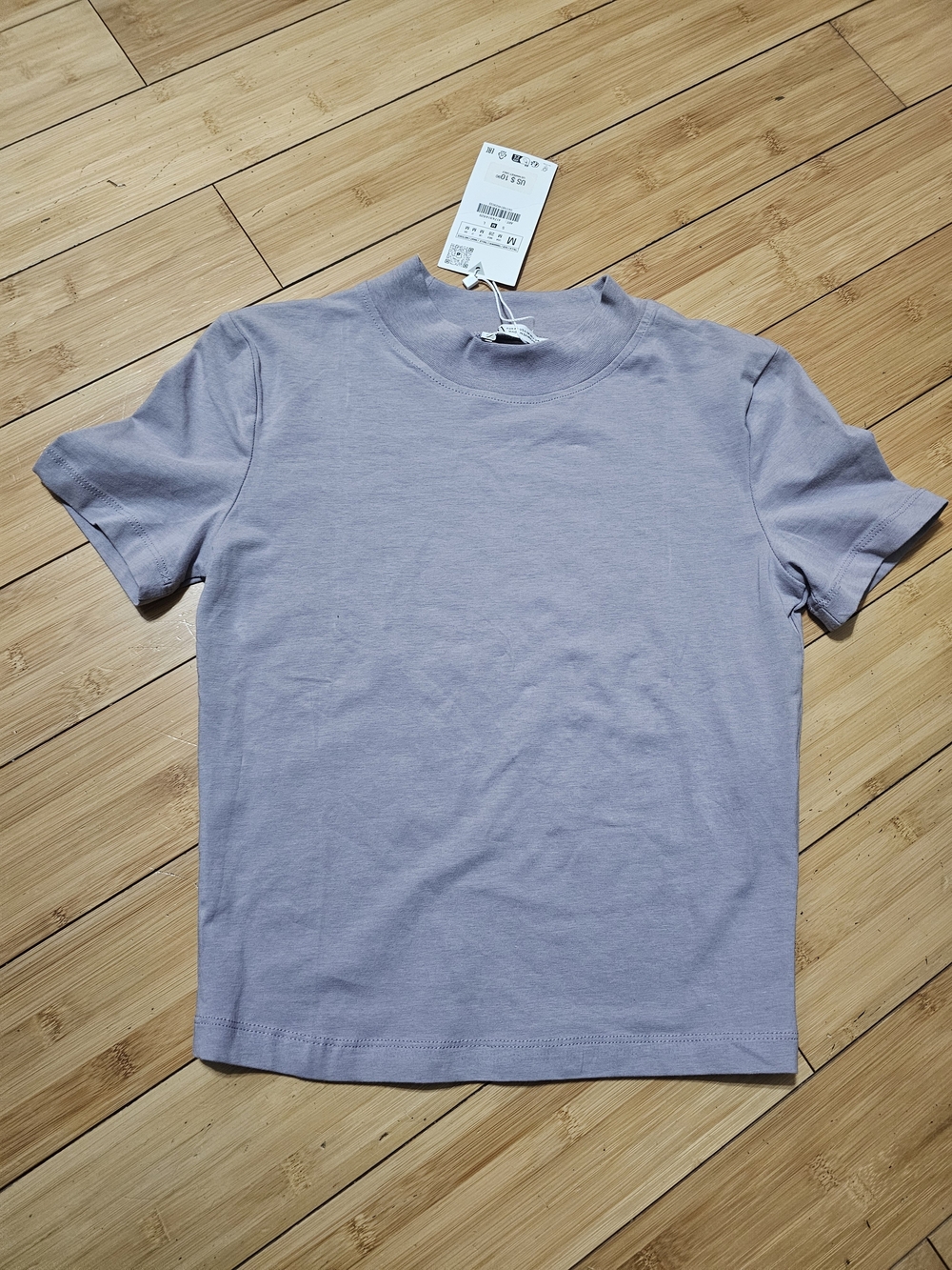 Zara Women's Lavender/Grey Short Sleeve Crew Tee